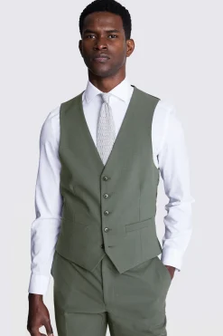 DKNY Slim Fit Sage Green Waistcoat