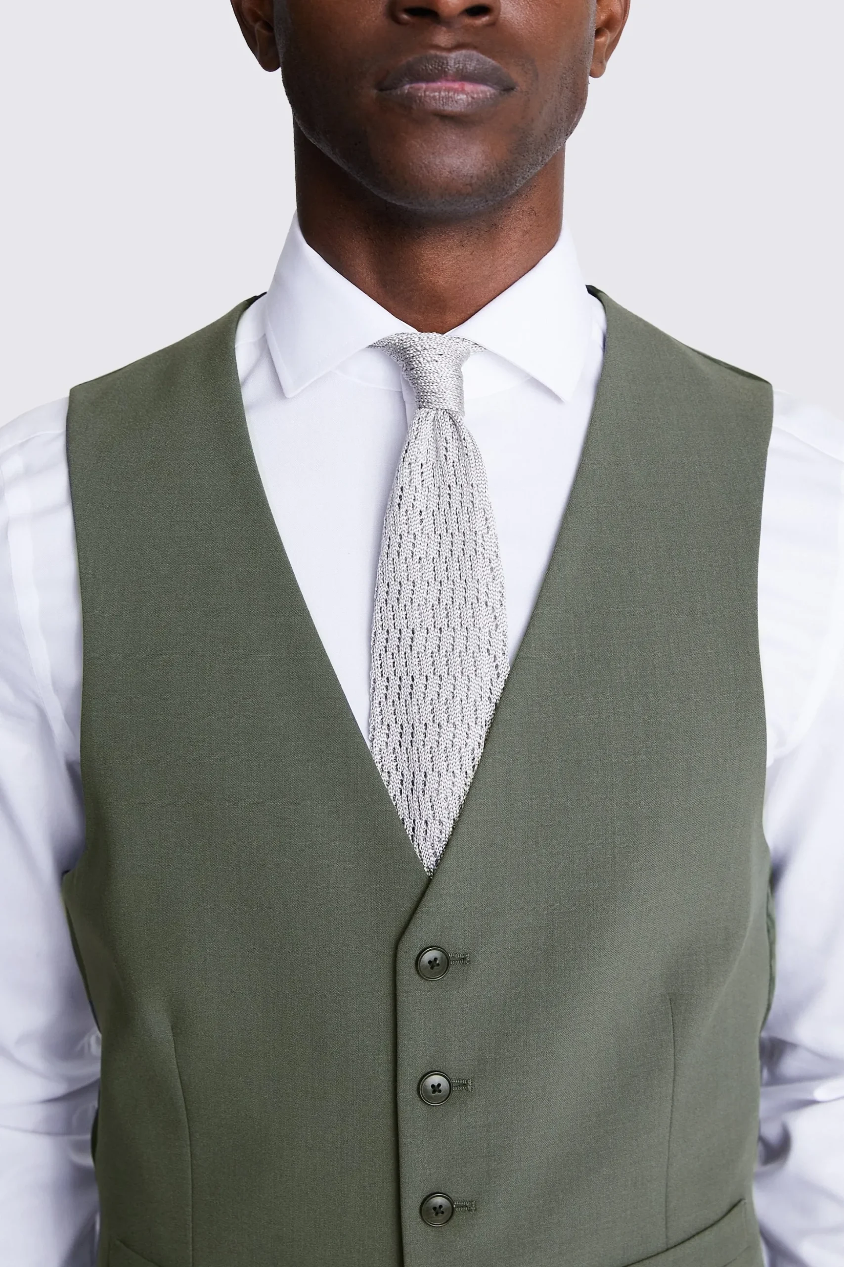 DKNY Slim Fit Sage Green Waistcoat
