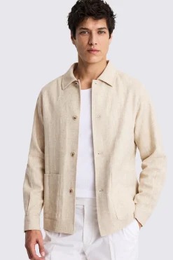Ecru Herringbone Simplified Shacket