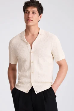 Ecru Pointelle Cuban Shirt