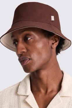 Ecru Reversible Cotton Twill Bucket Hat