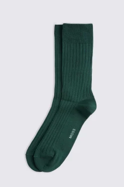 Emerald Green Ribbed Mercerised Socks