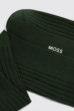 Forest Green Fine Ribbed Socks