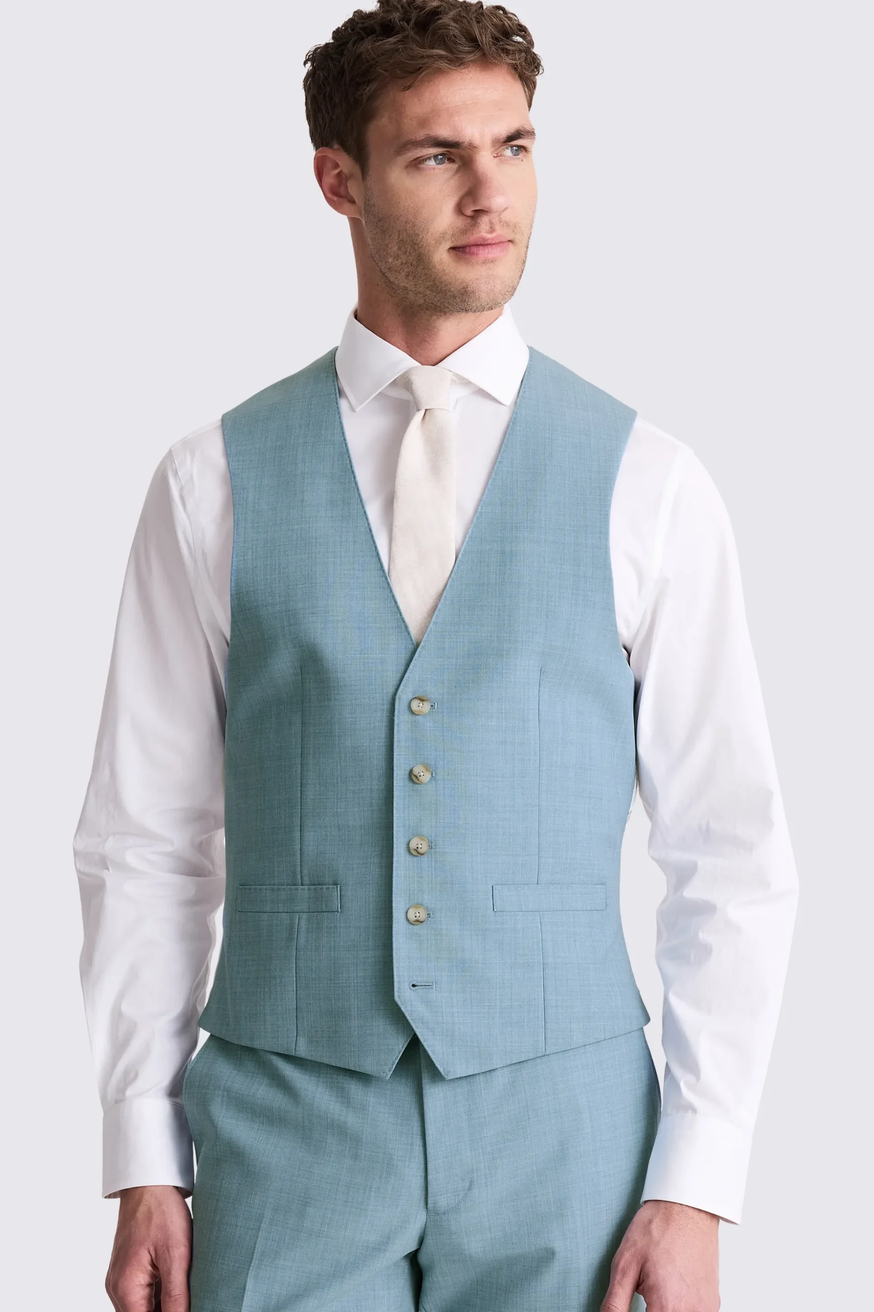 French Connection Slim Fit Teal Marl Suit