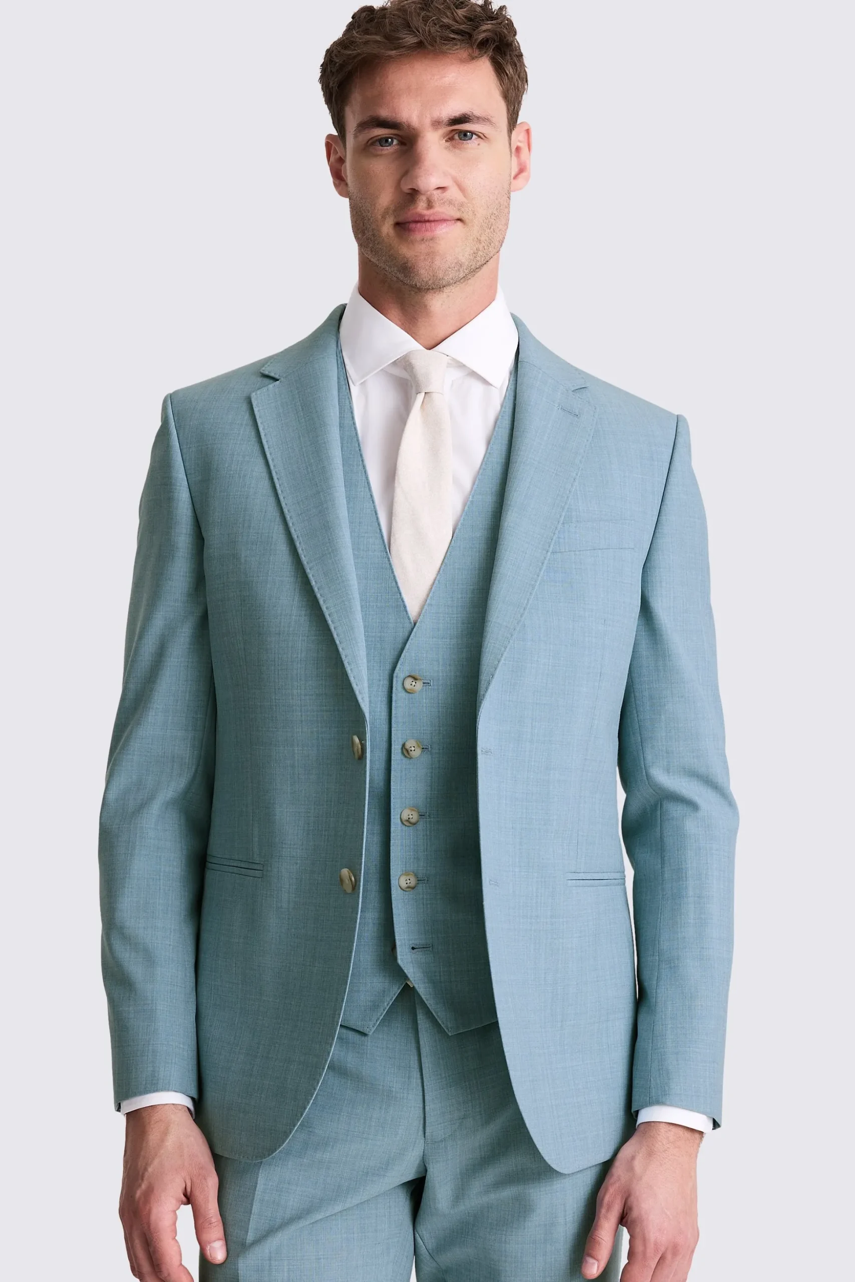 French Connection Slim Fit Teal Marl Suit