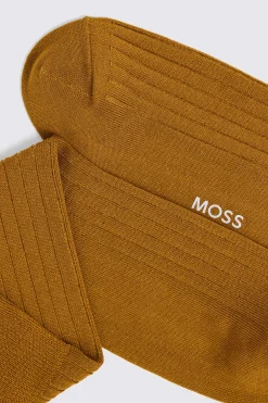 Gold Fine Ribbed Socks