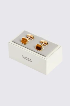 Gold Square Tiger Eye Cufflinks