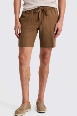Gold Wool Linen Shorts
