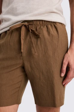 Gold Wool Linen Shorts