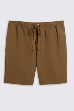 Gold Wool Linen Shorts
