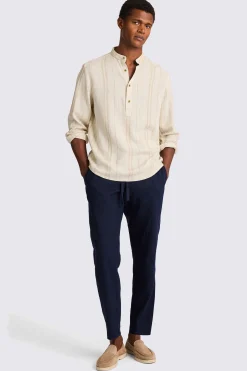 Grandad Popover Linen Wide Stripe Shirt