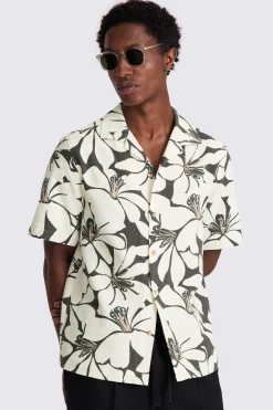Green Cuban Floral Print Shirt