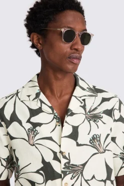 Green Cuban Floral Print Shirt