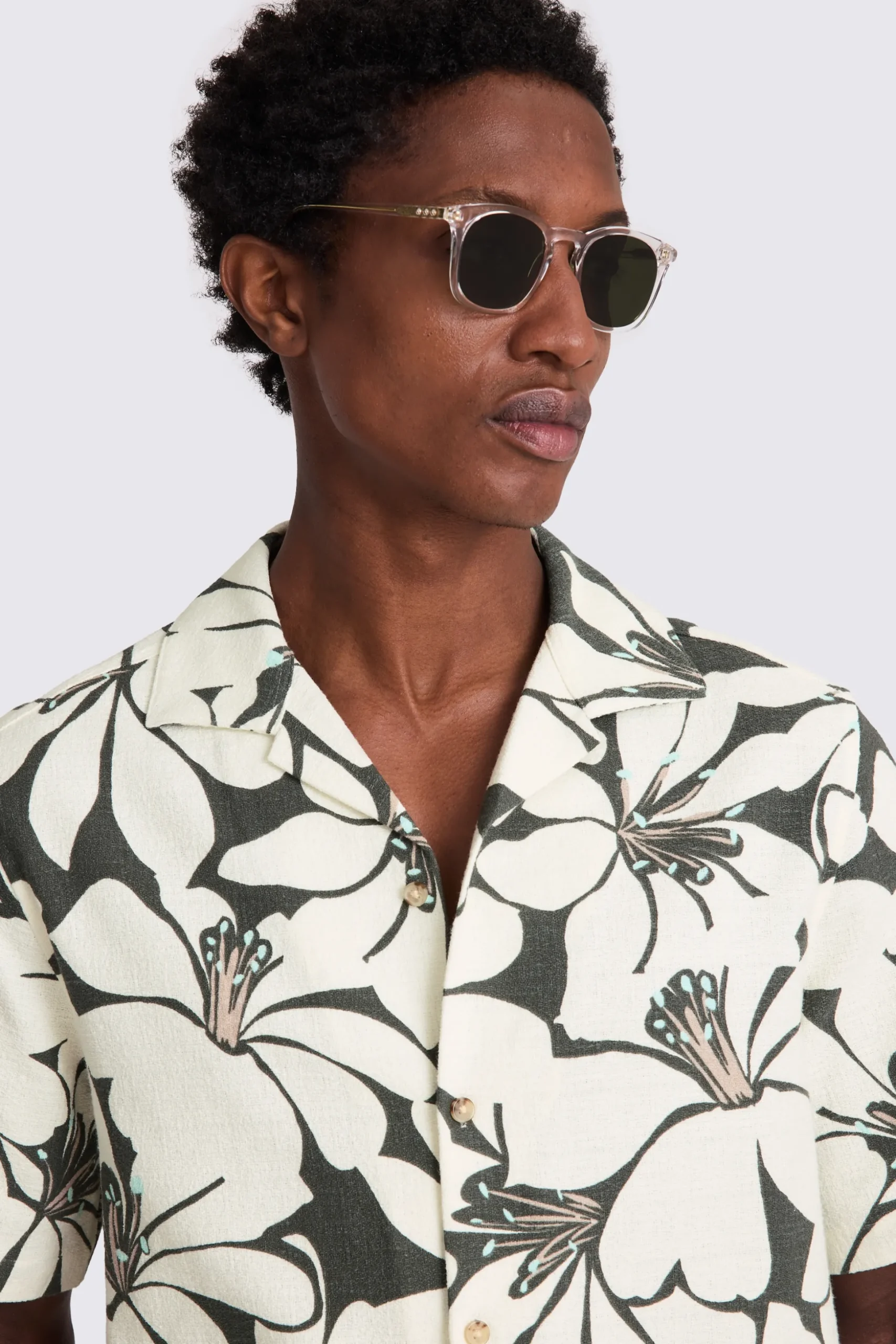 Green Cuban Floral Print Shirt