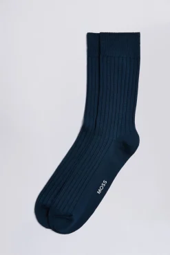 Indigo Fine Ribbed Socks
