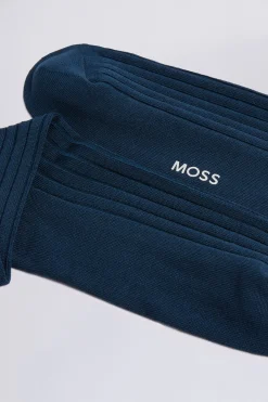 Indigo Fine Ribbed Socks