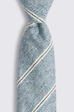 Italian Blue Textured Striped Tie