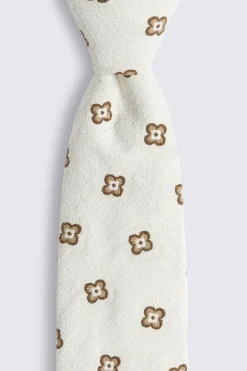 Italian Ecru & Brown Floral Tie