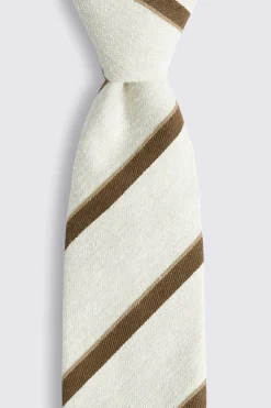 Italian Ecru & Brown Striped Tie