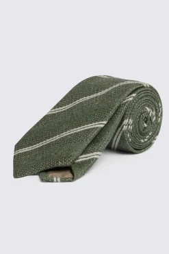 Italian Green Textured Stripe Tie