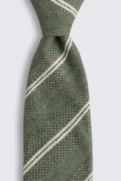 Italian Green Textured Stripe Tie