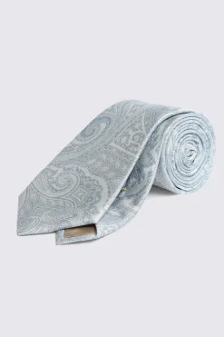 Italian Light Blue Large Paisley Tie