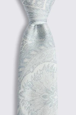 Italian Light Blue Large Paisley Tie