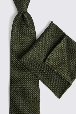 Italian Olive Grenadine Pocket Square
