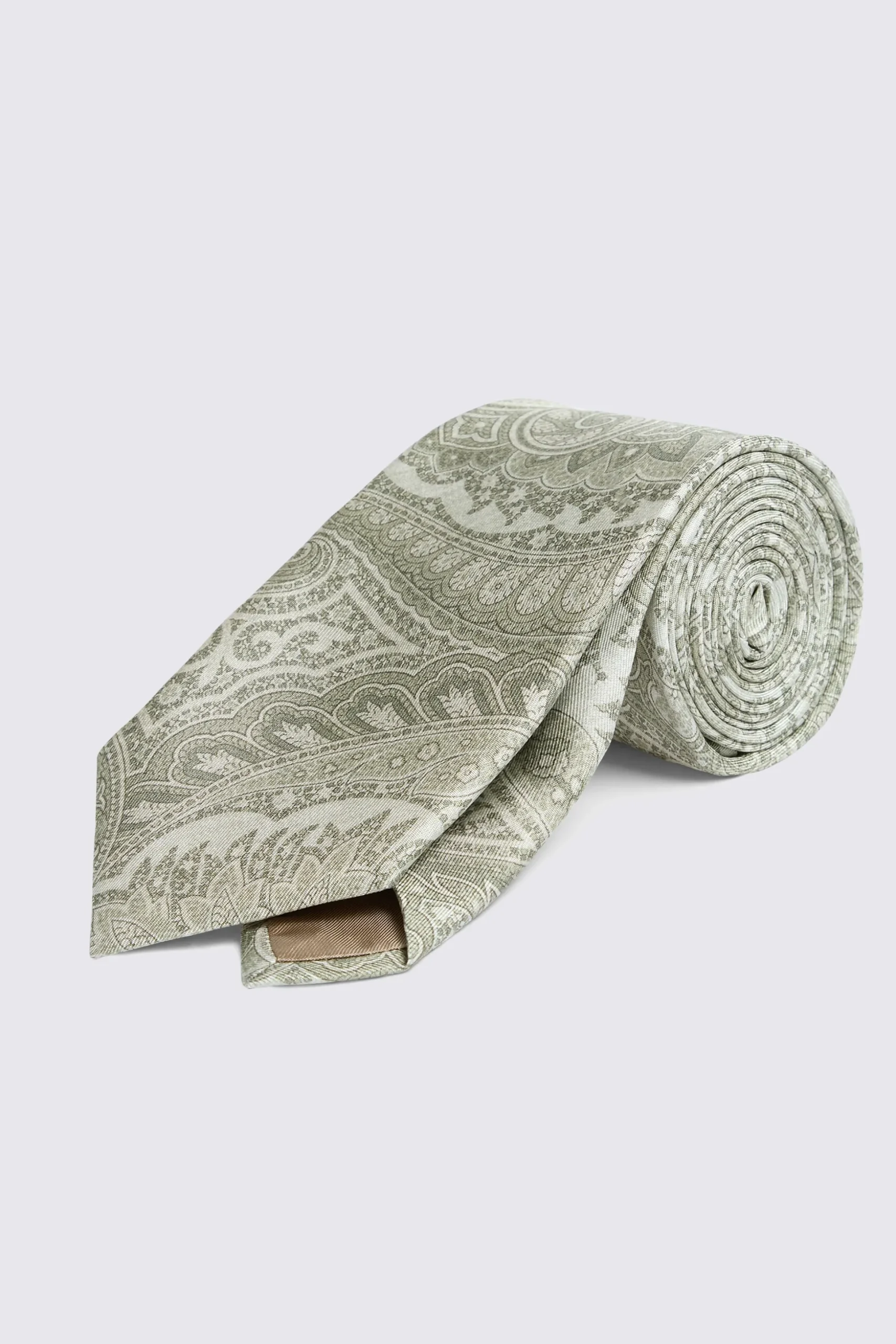 Italian Sage Green Large Paisley Tie