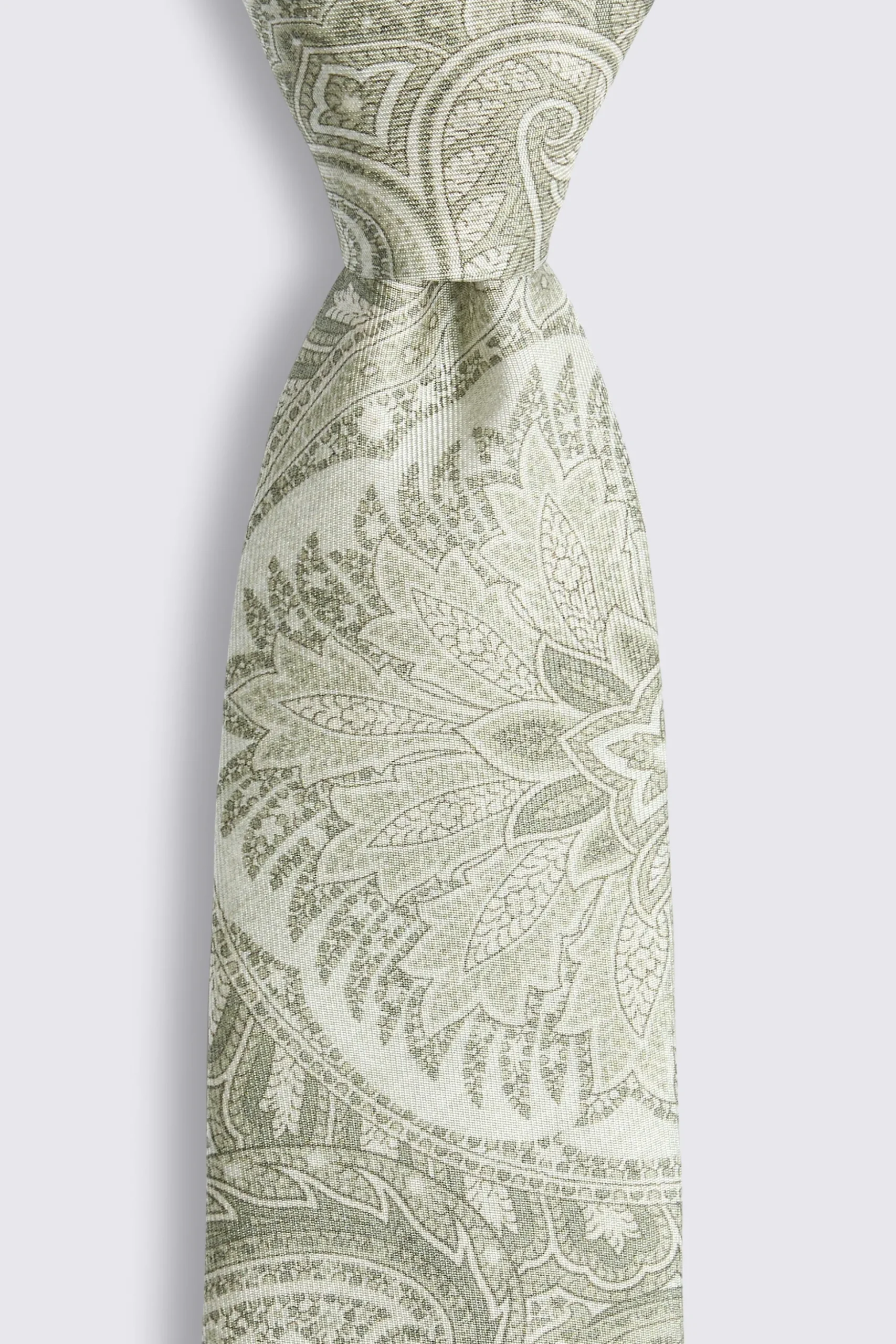 Italian Sage Green Large Paisley Tie