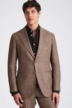 Italian Tailored Brown Twill Linen Suit