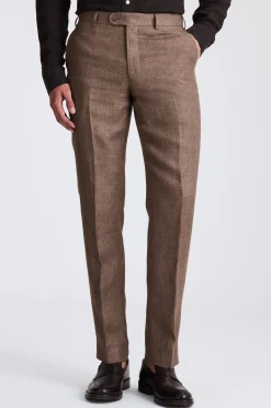 Italian Tailored Brown Twill Linen Trousers