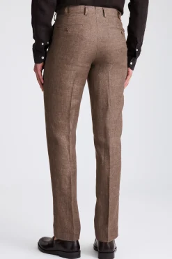 Italian Tailored Brown Twill Linen Trousers