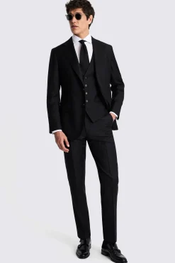 Italian Tailored Fit Black Twill Suit