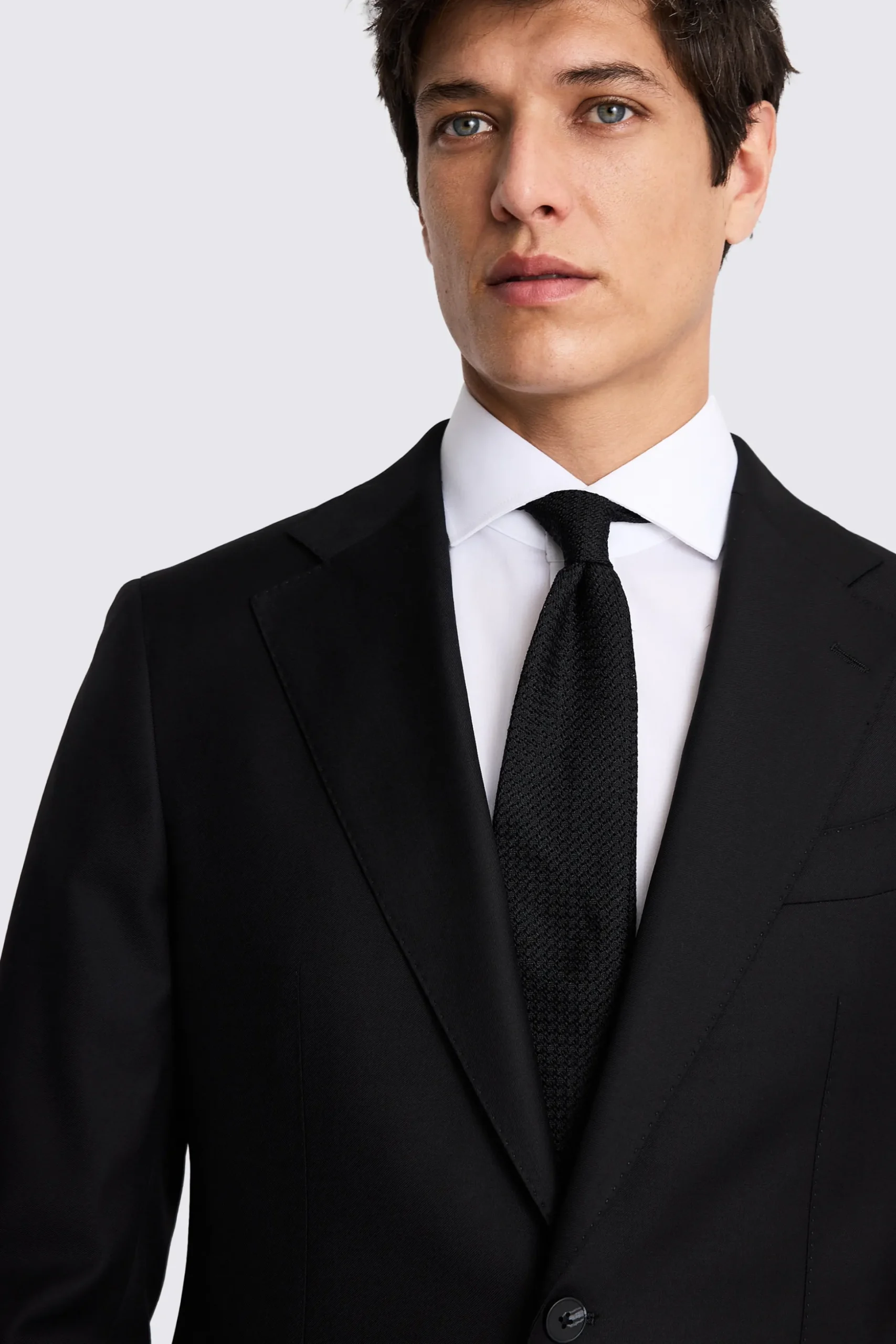 Italian Tailored Fit Black Twill Suit