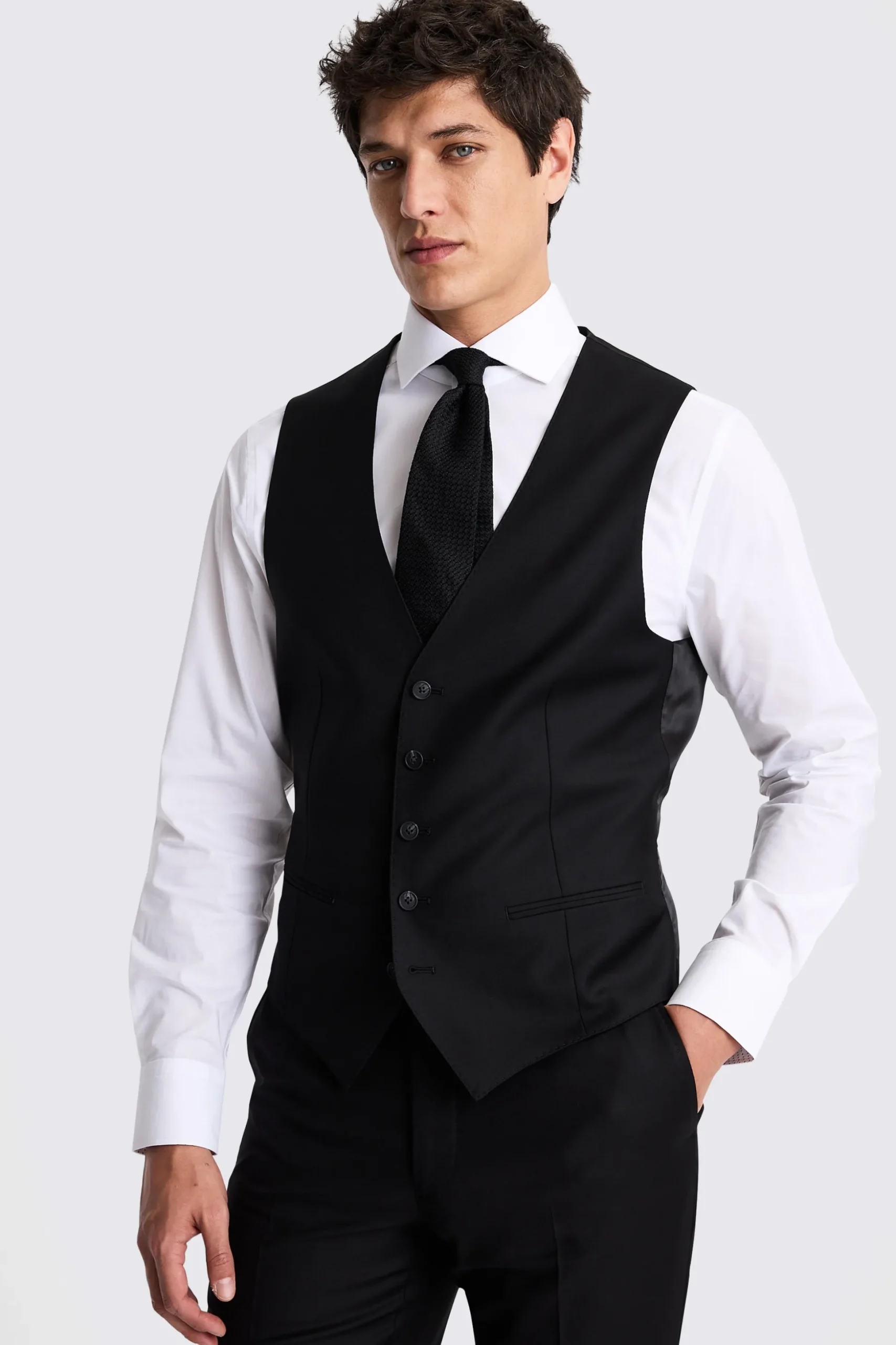 Italian Tailored Fit Black Twill Suit