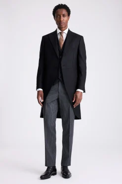 Italian Tailored Fit Black Herringbone Jacket