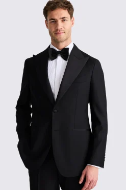 Italian Tailored Fit Black Twill Tuxedo Jacket