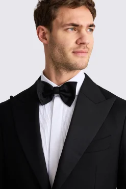 Italian Tailored Fit Black Twill Tuxedo Jacket