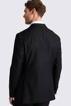 Italian Tailored Fit Black Twill Tuxedo Jacket