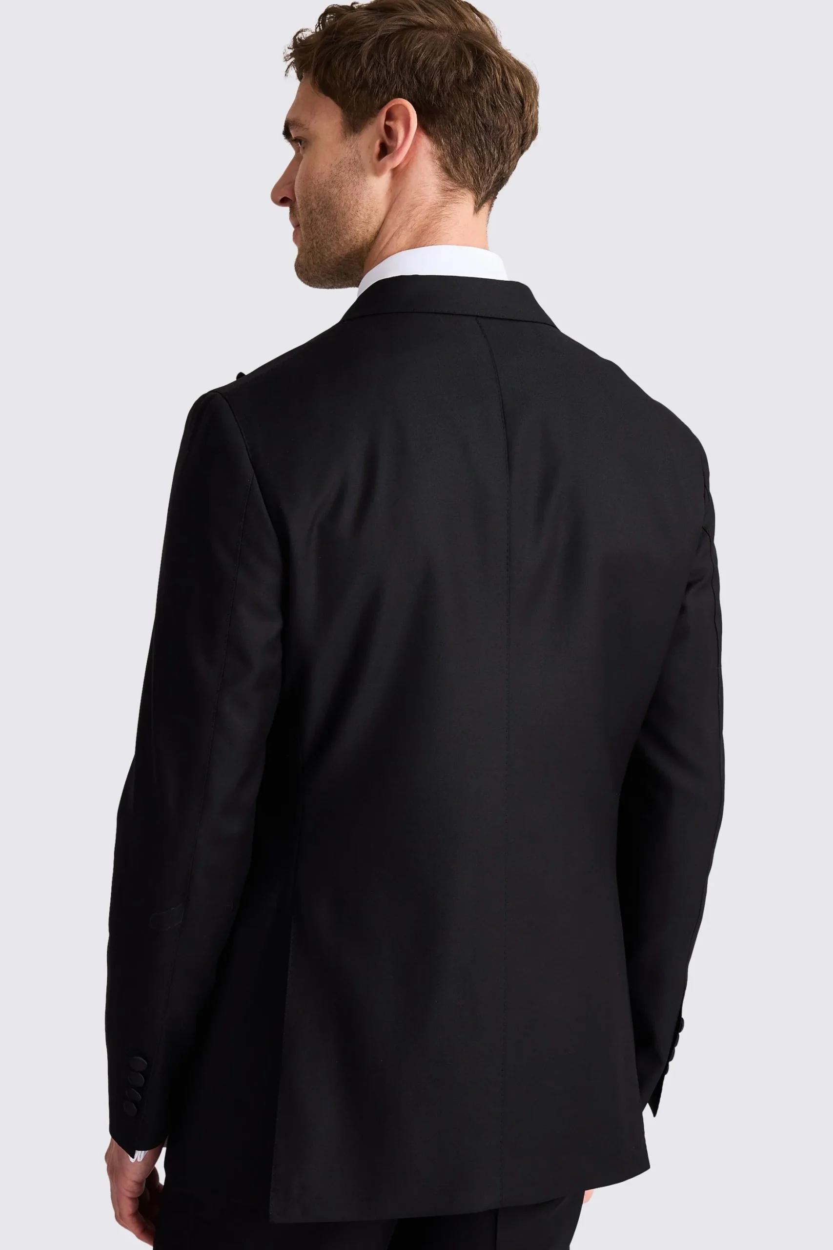 Italian Tailored Fit Black Twill Tuxedo Jacket