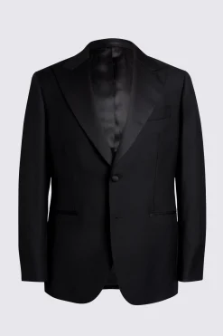 Italian Tailored Fit Black Twill Tuxedo Jacket