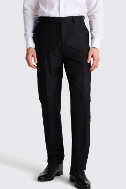 Italian Tailored Fit Black Twill Trousers