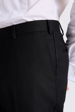 Italian Tailored Fit Black Twill Trousers