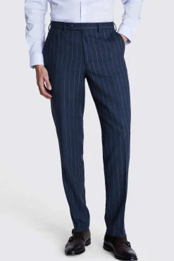 Italian Tailored Fit Blue Stripe Trousers
