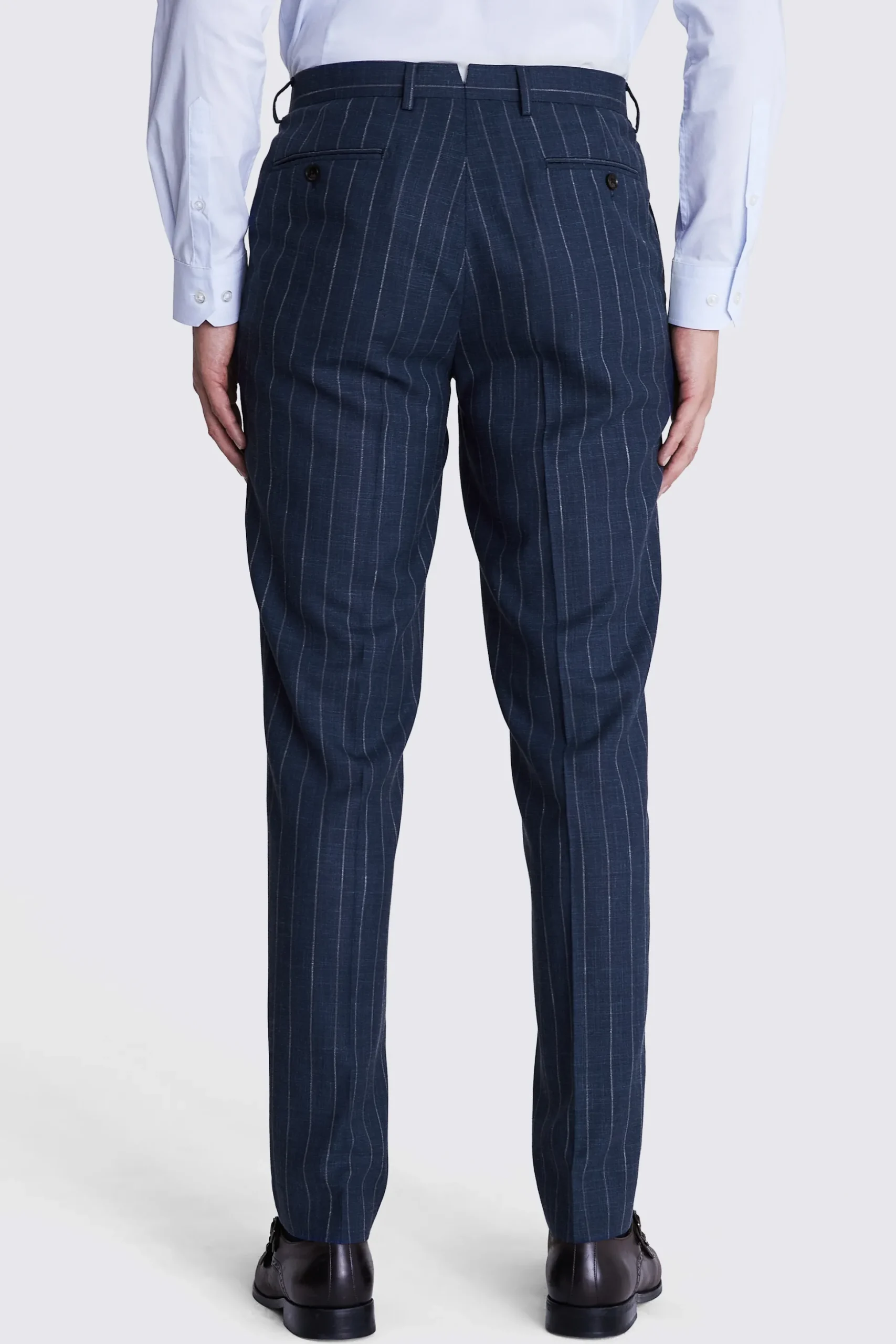 Italian Tailored Fit Blue Stripe Trousers