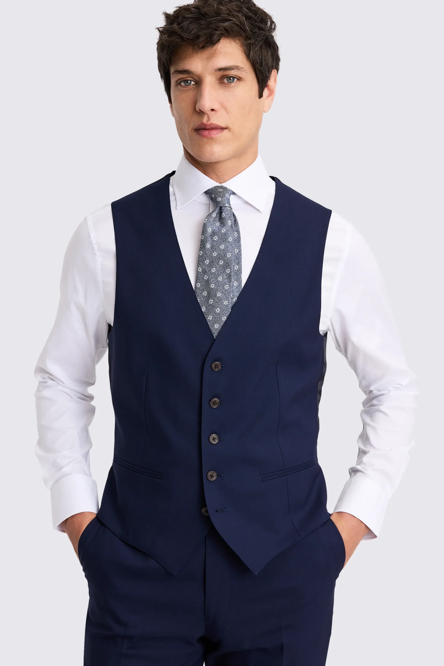 Italian Tailored Fit Bright Blue Waistcoat