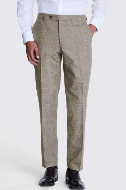Italian Tailored Fit Brown Check Trousers