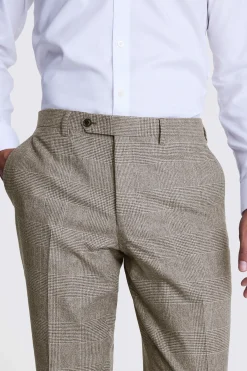 Italian Tailored Fit Brown Check Trousers