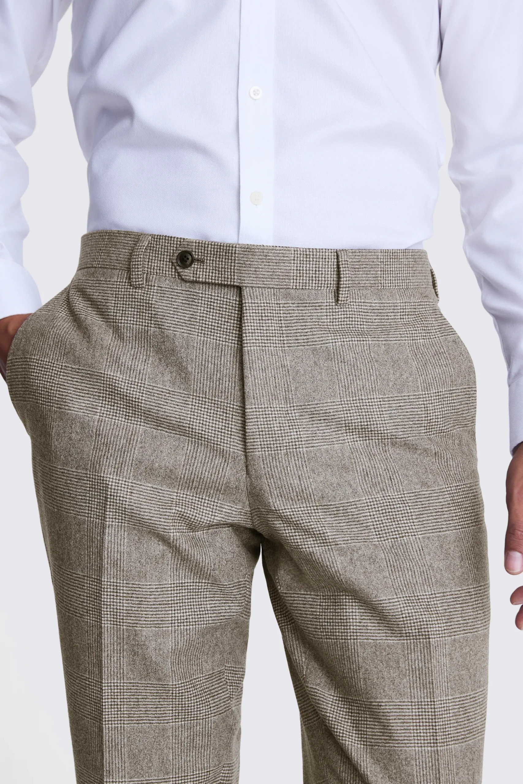 Italian Tailored Fit Brown Check Trousers